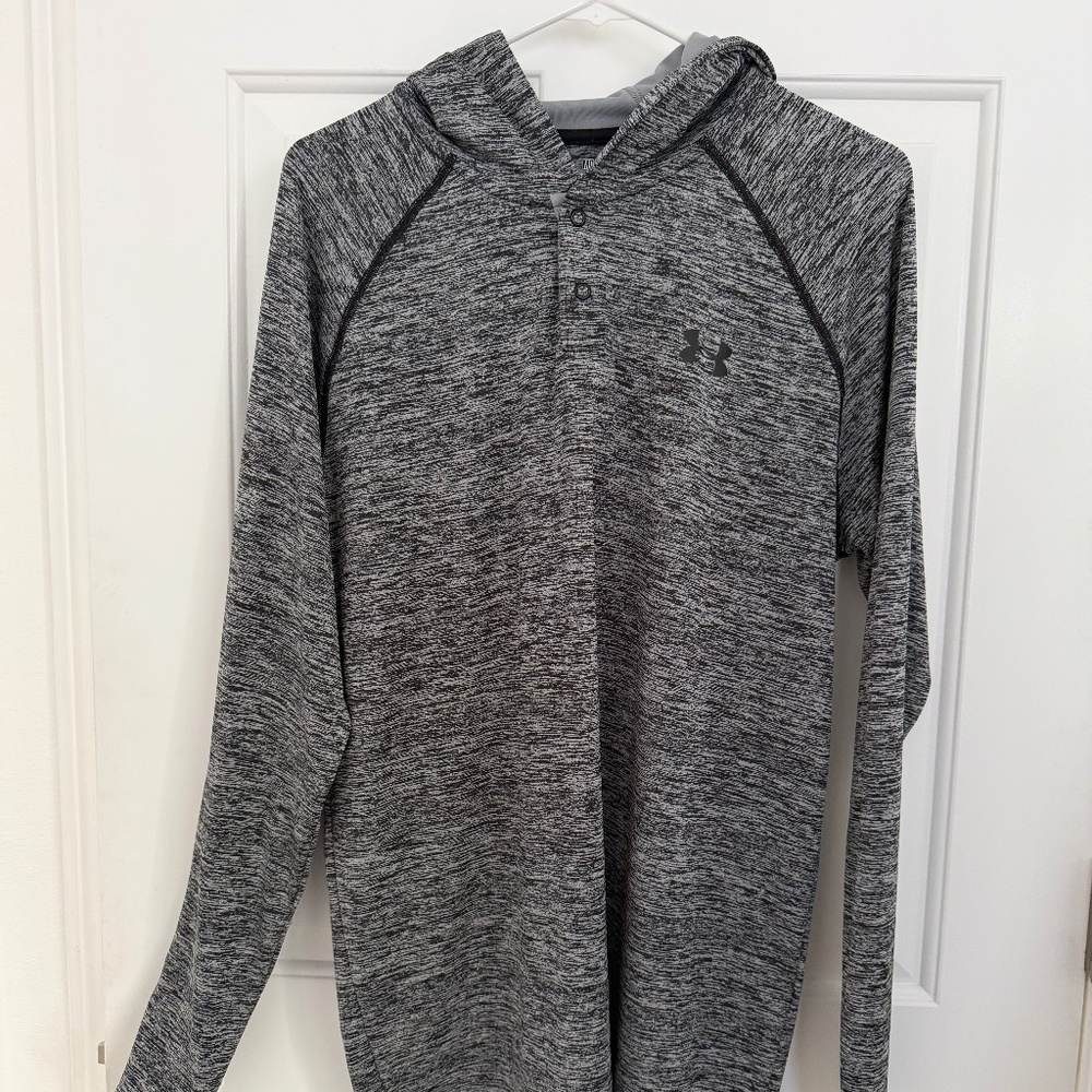 Under Armour Hooded Snap Pullover Shirt Jacket Grey Heather - Size Medium